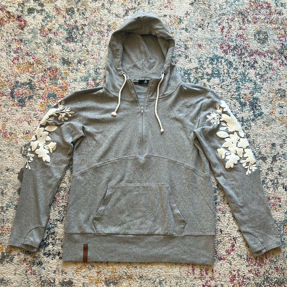 Ampersand Avenue & Gray Hoodie 1/2 Zip Womens XL Cotton Blend
